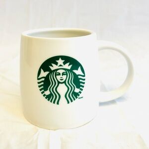 Starbucks 2011 Green and White Logo Ceramic Barrel Coffee Mug
